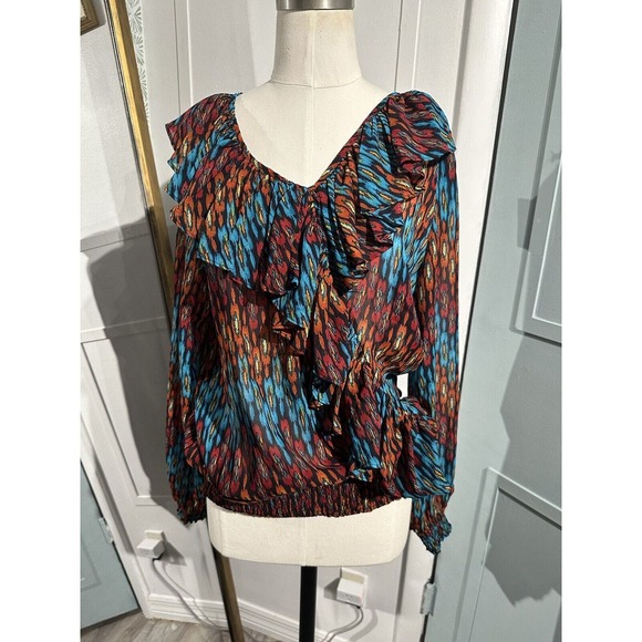 Ariat Tops - ARIAT V-Neck Long Sleeve Pullover Women’s Multicolor Blouse Top Western Boho L